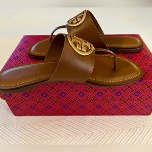 Tory Burch benton band flat sandals calf leather 7.5 new